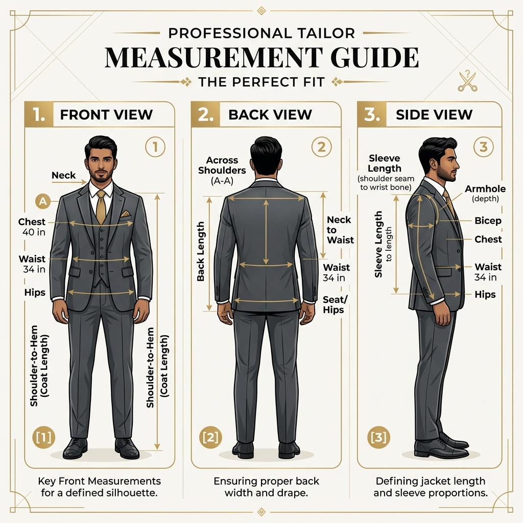 How to take body measurement photos - front, back and side view guide